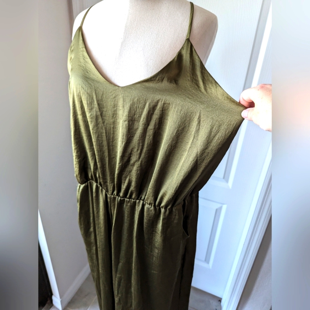Fun Olive Satin Halter Tank Top Style Jumper